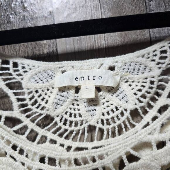 Entro Cream Mesh Lace Swim Suit Cover Up Boho Indie Hippy - Picture 4 of 5